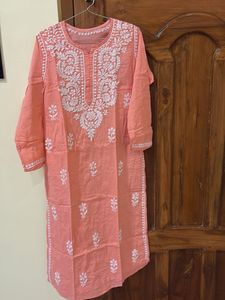 Peach Chikankari Kurta