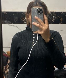 Sparkly Black Button-Up Top