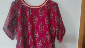 Maroon Printed Maxi Dress