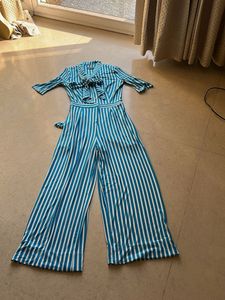 Striped Tie-Neck Jumpsuit