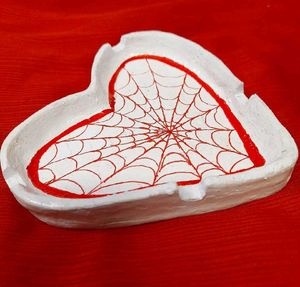 Heart Shaped Ashtray w/ Spiderweb Design