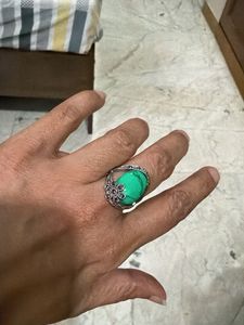 Vintage-Style Silver-Tone Faux Turquoise Ring