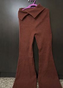 very thick woolen Collar Flare Pants