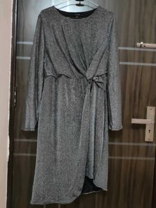 Sparkly greyish Silver Long Sleeve Dress