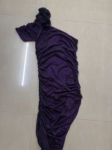 Purple One-Shoulder Ruched Dress