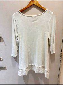 White Lace Trimmed Tunic Top