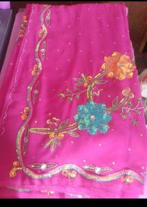 Pink Embroidered Saree