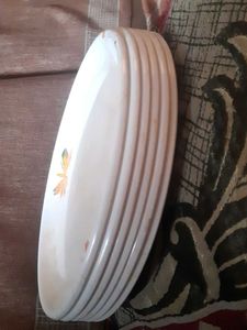 Set of 6 White Plates with Floral Design
