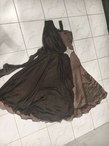 Elegant Brown Gown with Embellishments