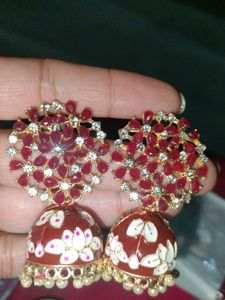 Designer Jhumka Earrings with Stones