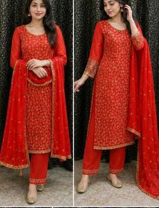 Red Kurta Set with Dupatta