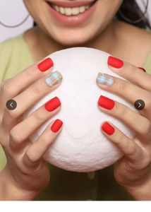 Matte Red & Plaid Press-On Nails