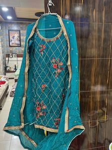 Beautiful Teal Embroidered Kurta Set