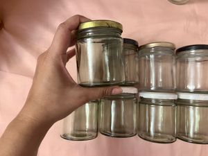set of 8 glass jars
