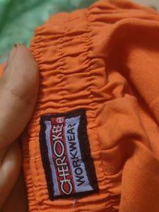 Orange trousers women cotton