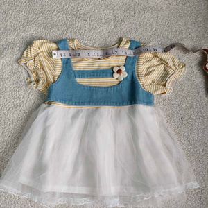 Baby Girl Denim Pinafore Dress with Tulle Skirt