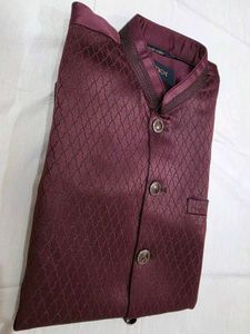 Men's Maroon Ethnic Waistcoat Set