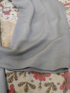 Grey Long Sleeve Top with Red Accent