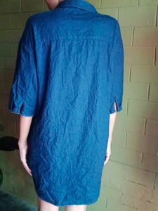 Vintage Graffiti Denim Shirt Dress
