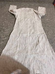 White Floral Print Kurta