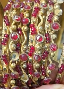 Gold and Ruby Bangle Set