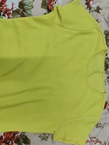 Bright Yellow Ribbed Mini Dress