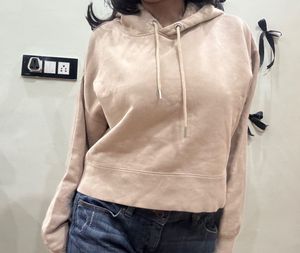 crop baggy Beige Hoodie