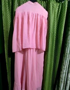 Elegant Pink Dress with Cape Detail