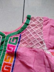 Pink Embroidered Kurta