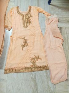 Beautifully Embellished Peach Kurta Set
