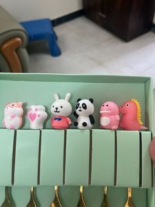 Cartoon Themed Dessert Spoon &amp; Fork Set - Green