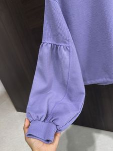Lavender Cropped Sweater with Drawstring