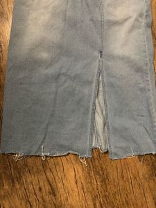 Denim Maxi Skirt with Slit