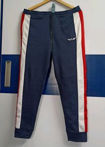Men's Navy Joggers with Side Stripes