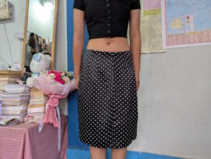 Black Polka Dot Midi Skirt