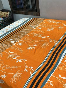 Vibrant Orange Floral Bedding Set