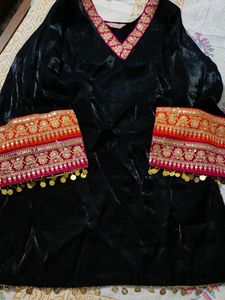 Embellished Black Short Kurti with Palazzo