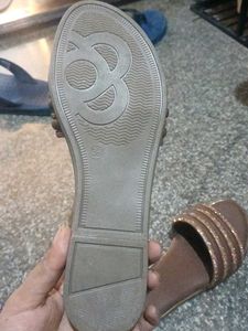 Sparkling Brown Flat Sandals