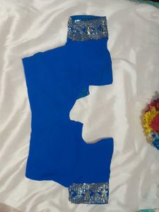 Royal Blue Embroidered Saree with blouse