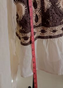 Crochet Detail Peplum Top