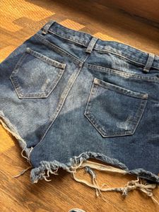 dark blue ripped Denim Shorts