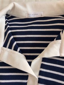 Striped Polo Top with Short Sleeves