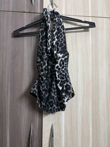 SAVANA Leopard Print Halter Neck Top