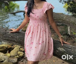Pink Floral Smocked Dress