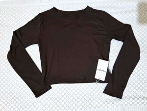 Savana Brown Long Sleeve Cropped Top