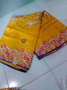 Printed Saree( Work)  With Unstitched Blouse