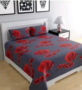 💥 Tc Cotton Double Bedsheet With Pillow 2 Cover