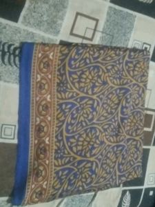 Beautiful Blue Saree with Floral Print
