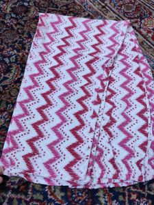 Red &amp; White Floral Kurta Set- 40 Size