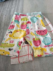3 Cute Fruit Print Pajama Shorts Set
